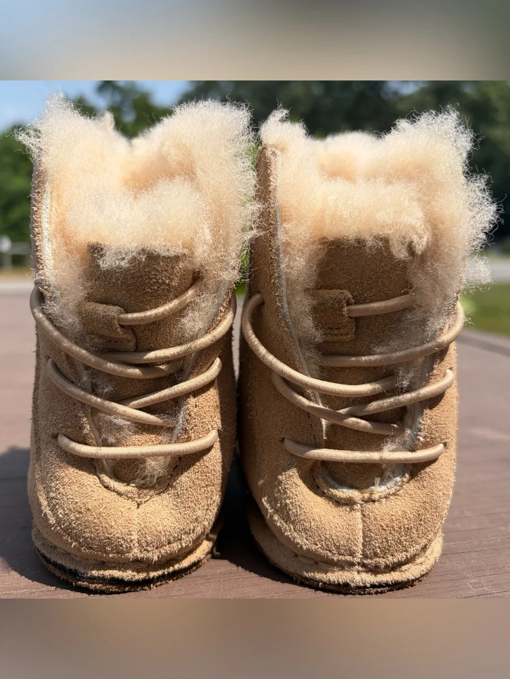 UGG Boo Infant Suede Shearling Boots Chestnut Style 5206 Size M